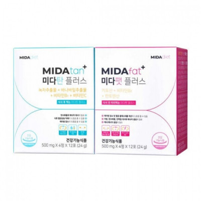 미다탄플러스+미다팻플러스 체지방 감소 다이어트보조제 4정 x 24포